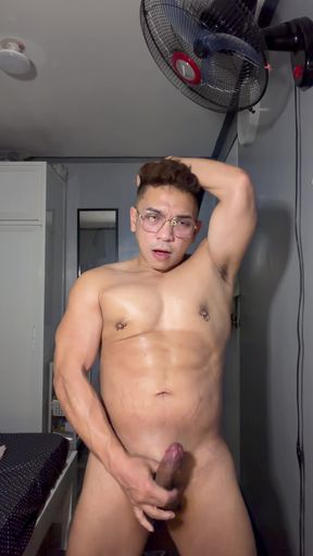 Filipino Muscle Twink Jerk Off, Cum eating &amp; Nipples!  FLESHLAB Exclusive