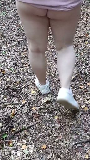 Stepsister walks naked in public through the forest and almost gets caught   Clip 1