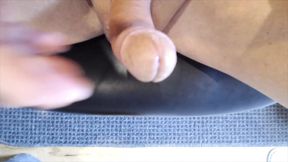 Silver haired daddy stroking his rock hard cock