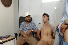 three daddy dudes With gigantic dicks Caressing Each Other And Having Live Sex