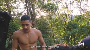 Nymphomaniac Fucks Her Lover and the Mechanic in Public - Danner Mendez & Yenifer Chacon