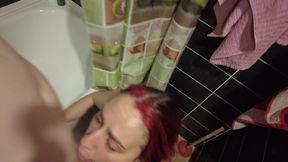 Foxy Slave’s 15-min Bathroom Lingerie BJ: I Drop to My Knees & Swallow My Older BF’s Load!