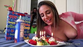 Natural busty teen bangs at Bday