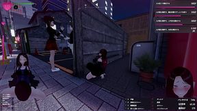 [Play video 009] A futanari with a penis in a swimsuit goes wild at a laundromat in the