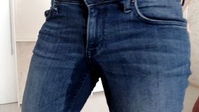 Jeans wetting closeup