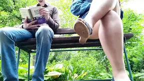 Blowjob babe in nylons pissing beside me in public, nasty POV peek