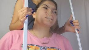 Oh no!! Jessie's face is smashed against the glass