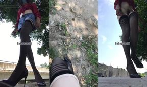 Sissy Slut Gushes Cum Dripping Outdoor Risky Heels Destroyed