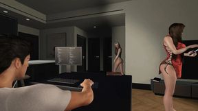 My girlfriend sucks me off while my wife watches in 3D hentai animation