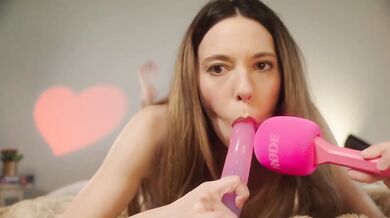 Braces Tapping ASMR Mouth Sounds Sloppy Messy Dildo Sucking Blowjob Brunette Milf Amateur POV