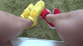 Victoria AND Lory wiggling toes in skinny sneakers 3SH