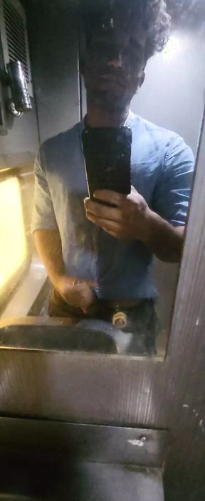 Desi guy jerking off in public train