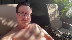 Pool Bate! Cub Dick Dawson jerking off hairy boner with cumshot