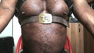 Black Muscle harnessed up Verbal Tit Play