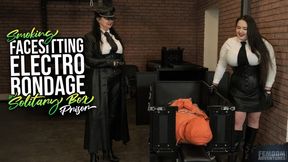 Smoking Facesitting Electro and Prison Bondage in Solitary box | Mistress Karino, Dominatrix Dinah