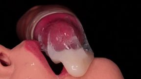 Extreme Close Ups Side Condom Blowjob With Condom Removal And Cum In Mouth