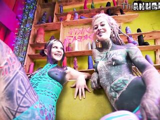 Goth angels trying out avid toys and playin with their assess