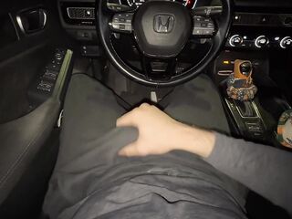 Stroking in public *loud solo boy groaning in the car with giant ribald spunk fountain*