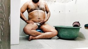 Horney boy taking bath and play with dick