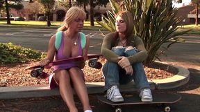 two beautiful trannies amy daly and joanna jet fuck each other in the ass on the bed