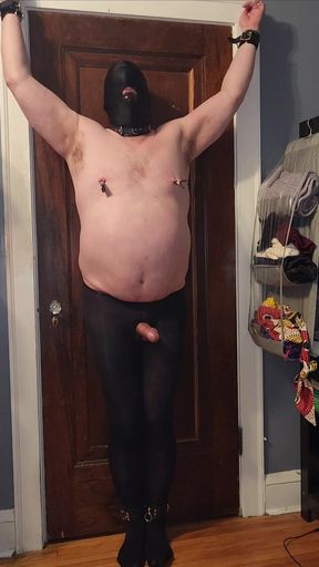 Humiliation Hands-free Slave Cumshot in Pantyhose