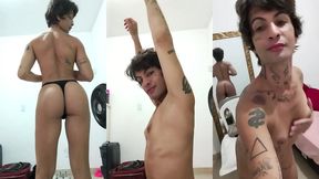 trans tatuada rabuda se exibindo