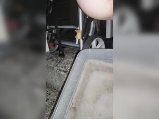 Hot MILF melts ice outside with her piss