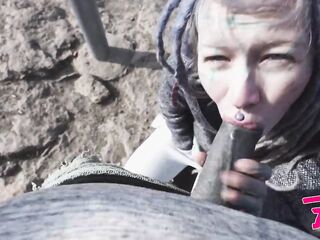 Tattoo Couple caught while wild ANAL public sex on a ruine