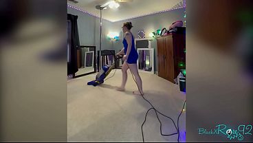 Barefoot Housewife Vacuuming