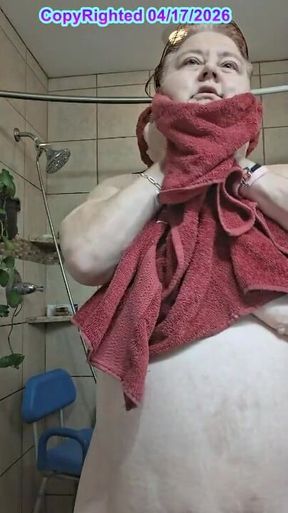 After a Hot Sshower Nurse Vicki Dries off and Does Some Other Grooming