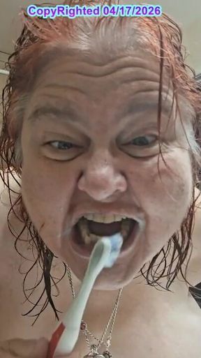 After a Hot Sshower Nurse Vicki Dries off and Does Some Other Grooming