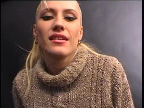 Busty blonde MILF dick sucking and riding in cowgirl at casting