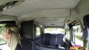 Blonde cab driver gives a hot and deep blowjob to a lucky passenger.