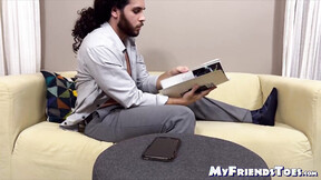 Nathaniel took his shirt & socks off & showed his pretty barefoot while be