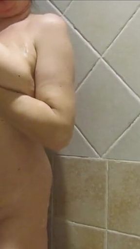 Now I will take off my bikini in the bathroom and take shower... come and see me completely naked and play with water...