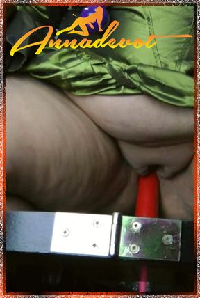 Fuck machine punishment for Annadevot - with gag and collar in the dress of O, the fucking machine is used for her cunt.