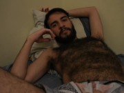 Hairy latino gets handjob from photographer