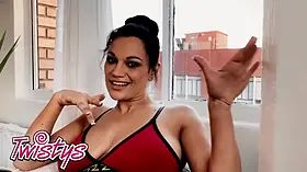 Twistys - mona azar teases in a high-rise apartment, undressing and masturbating herself to noisy groans