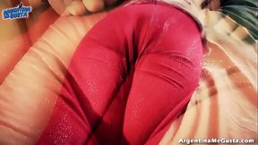 MEGA NATURAL TITS On This Teen Latin Blonde!   BIG Cameltoe!