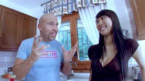 asian pornstar gets her ass fucked hard in the kitchen