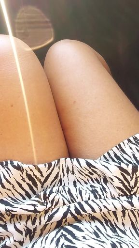 My wife shows off her beautiful legs in the car in the morning on the way to the office   Clip 1