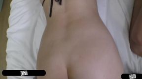 Petite beauties enjoy small cock in a threesome