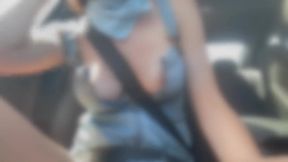 Artemisia Love gets a car ride and shows her boobs off