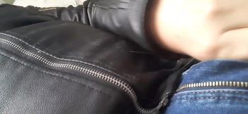 Cumming on a Leather Jacket