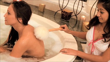 Lesbian Latinas Get Sudsy And Wet In Toy-Fueled Bathtub Orgy