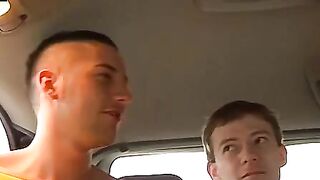 BoyDesire.com - Horny studs' hot threesome fuck in a tight car space