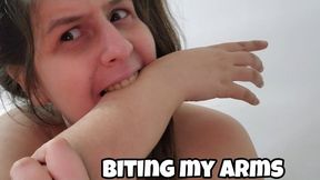Biting & Sucking My arms – Close Up Mouth Play (bite marks)
