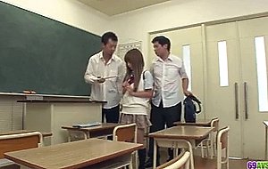 Two guys fuck sana anju?s tight holes in class