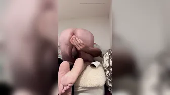 Chubby Latino twink enjoys anal dildo play in office