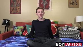 Tiny twink talking before pleasing his butt hole and jerking